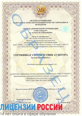 Образец сертификата соответствия аудитора №ST.RU.EXP.00006191-3 Свободный Сертификат ISO 50001