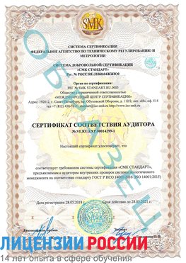 Образец сертификата соответствия аудитора №ST.RU.EXP.00014299-1 Свободный Сертификат ISO 14001